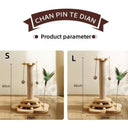 Wooden Cat Turntable Toy with Sisal Scratching Board and Grab Column  ourlum.com   