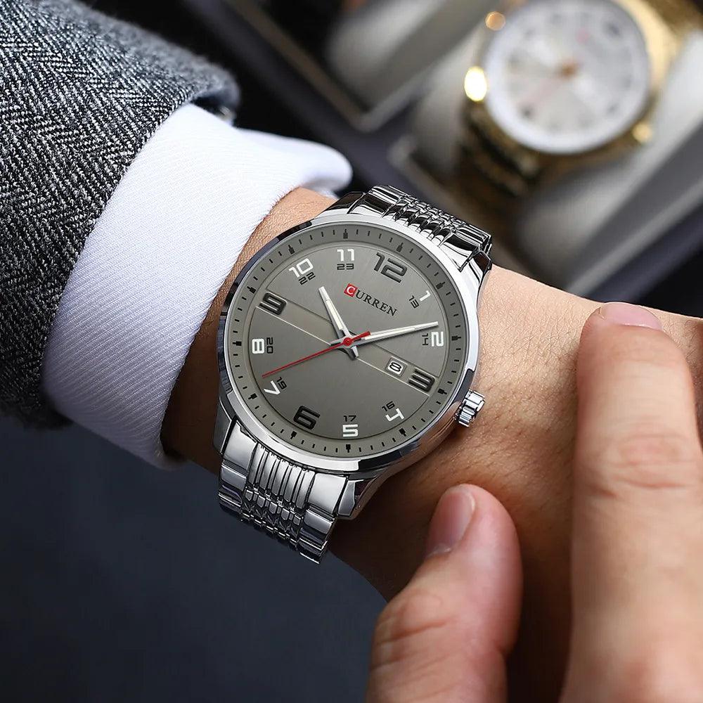 Luxury CURREN Men's Stainless Steel Quartz Watch with Auto Date and Luminous Hands  ourlum.com   
