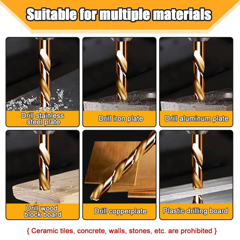 High Speed Steel Twist Drill Bits Set with Titanium Coating  ourlum.com   