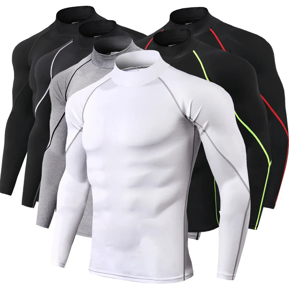 Men's Long Sleeve Compression Gym T-Shirt - Quick Dry Bodybuilding and Running Top