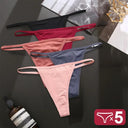 Seductive 5-Piece Cotton Blend G-String Panties Set for Women  ourlum Set7 L Set