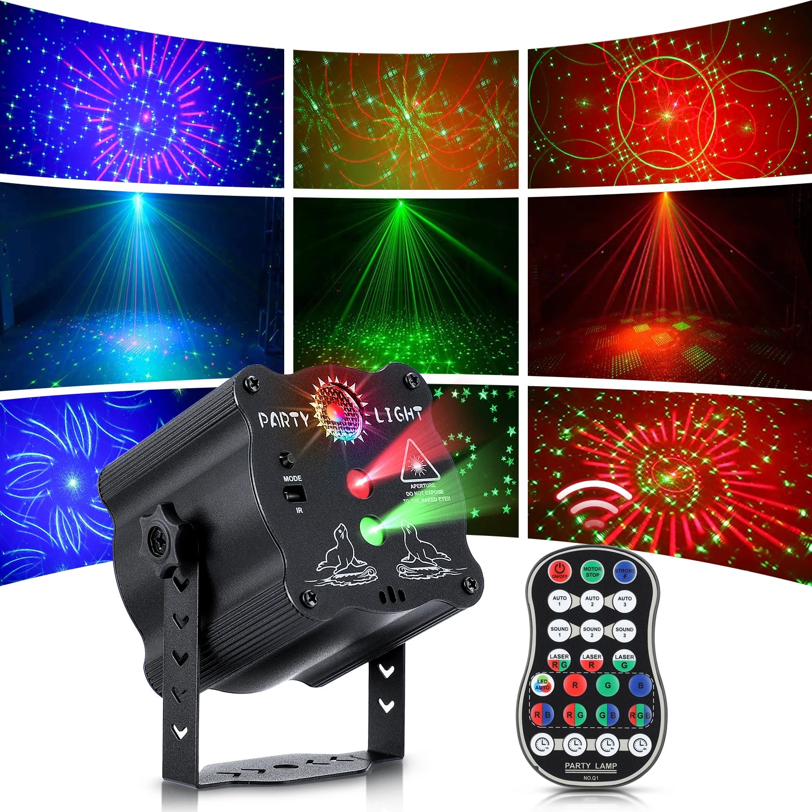 Mini RGB Laser Projector Stage Light DJ Disco LED Lamp UV Sound Strobe Stage Effect Wedding Xmas Holiday Party