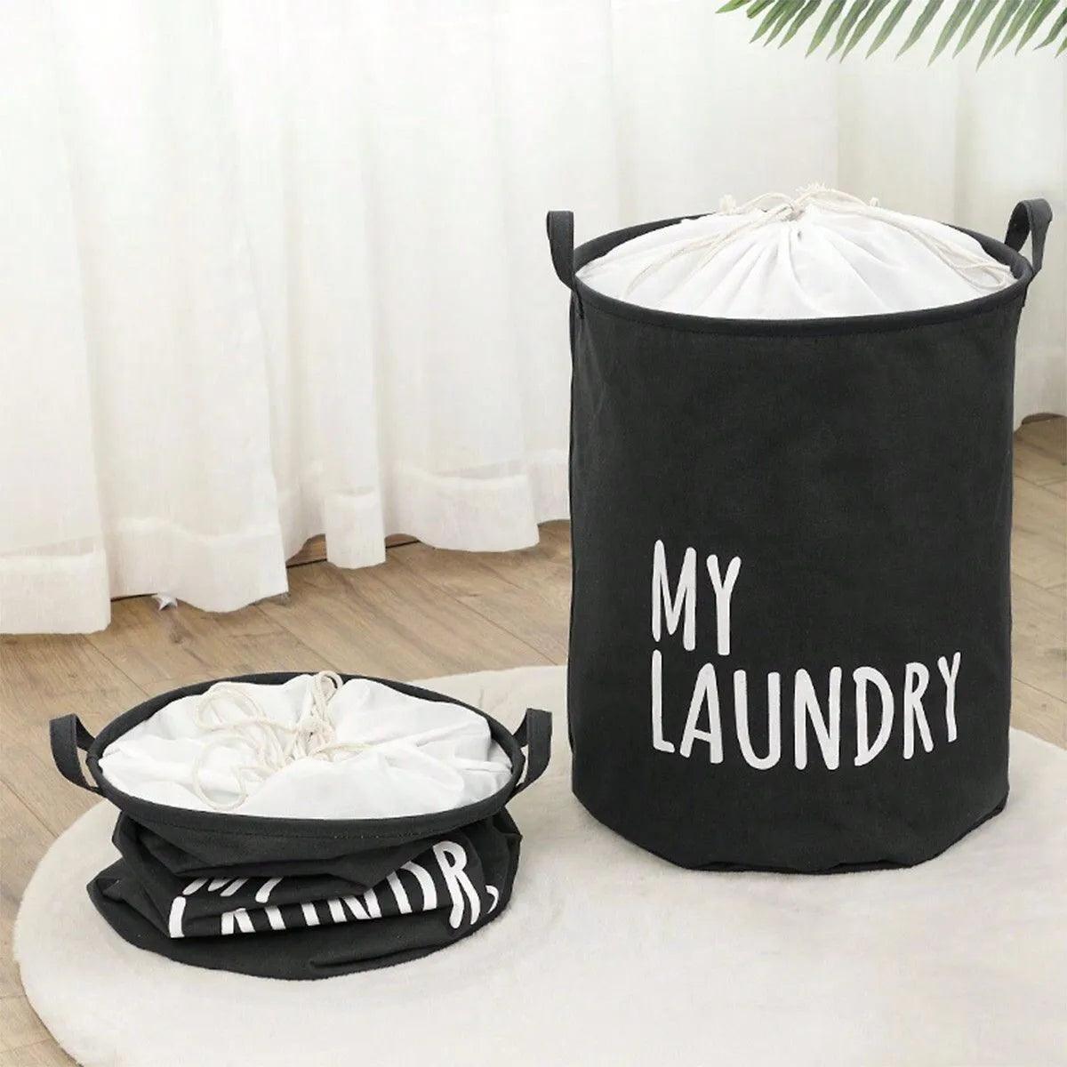 Foldable Oxford Cloth Laundry Basket with Drawstring Closure - Large Capacity Waterproof Storage Bin for Home, Bathroom, and Toys Organizing  ourlum.com   