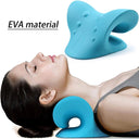 Neck Shoulder Stretcher Relaxer Cervical Chiropractic Traction Device Pillow for Pain Relief Cervical Spine Alignment Gift  ourlum.com Blue EVA  