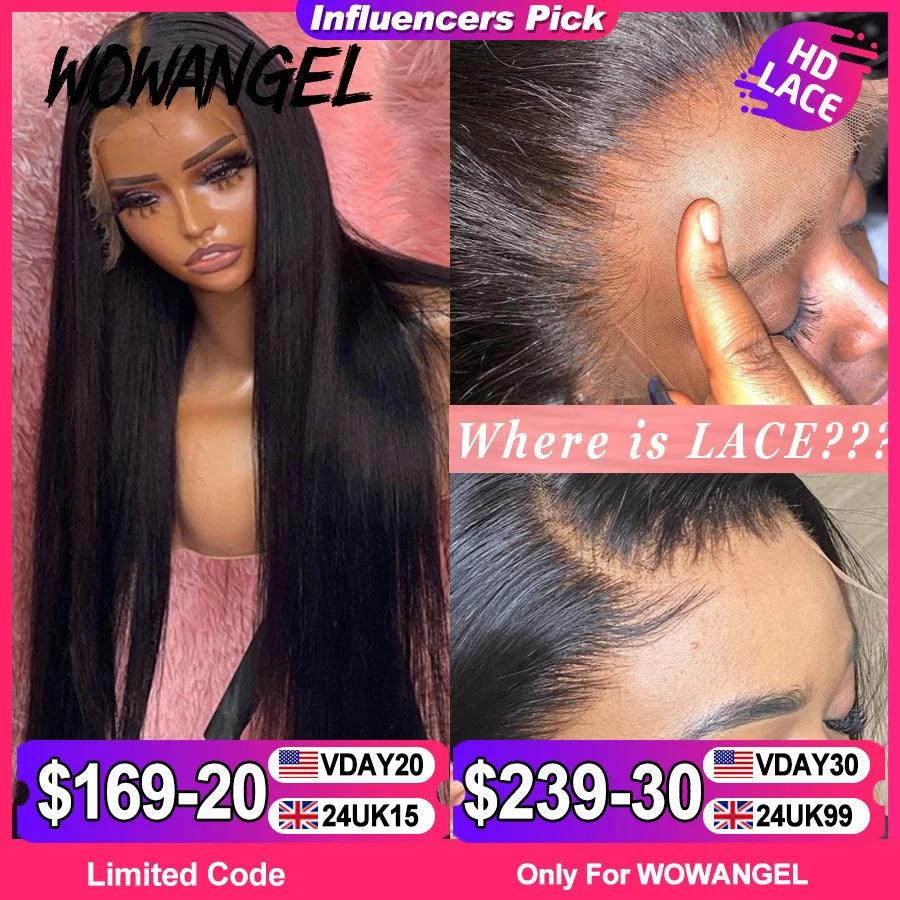 34" Premium Real Human Hair Lace Front Wig with Upgraded HD Transparent Lace - Beginner Friendly Straight Wig for Women  ourlum.com 5x5 Closure Wig 14inches 150%
