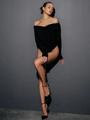 Sleek Black Bodycon Romper for Sexy Night Out Clubwear