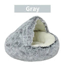 Round Plush Pet Bed with Cover Cozy 2-in-1 Nest for Dogs