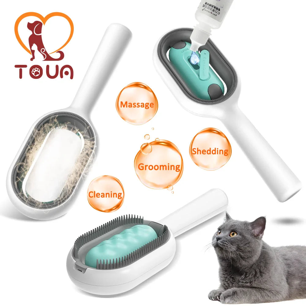 TOUA Cat Grooming Brush Comb Remover with Water Tank for Pet Skin Care  ourlum.com   