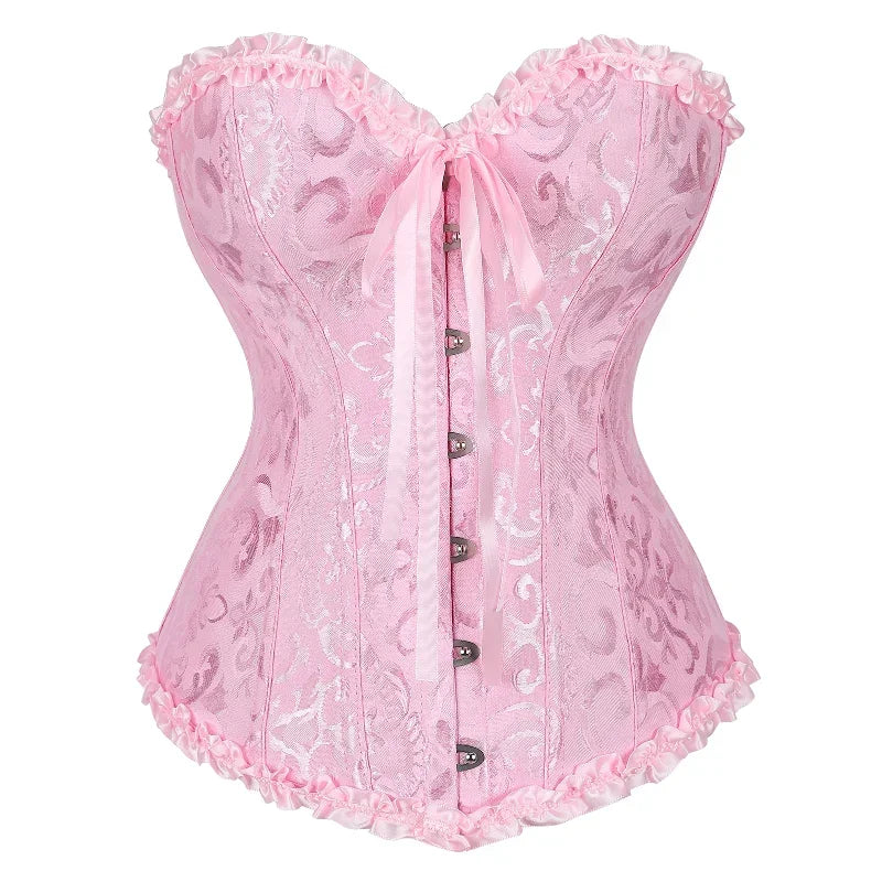 Victorian Lace-up Corset Bustier for Women - Slimming Overbust Shapewear