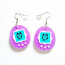 Cute Purple Electronic Pet Egg Acrylic Cartoon Earrings