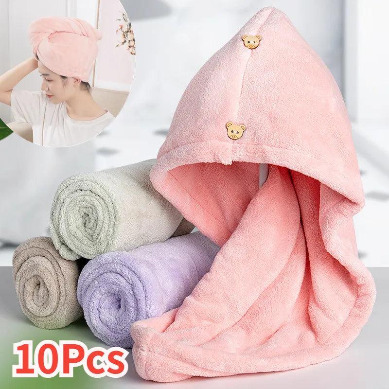 Quick Dry Hair Turban Microfiber Towel Set: Fast Drying Sauna Spa Cap  ourlum.com   