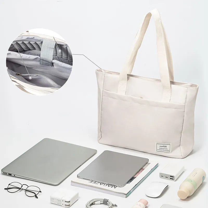 Canvas Laptop Tote Bag: Stylish & Shockproof Carry-All  ourlum.com   