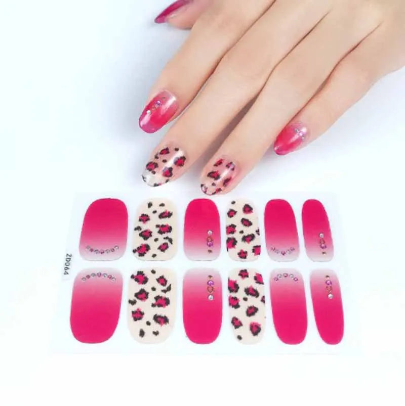 New Korean Fake Finger Nail Sticker Decals 5D Diamond Nail Polish Self Adhesive Full Cover Nail Sticker Tips Manicure Wrap Decor  ourlum.com   