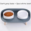 Adjustable Cat Double Bowls Feeder for Healthy Pet Eating  ourlum.com Gray-2w  