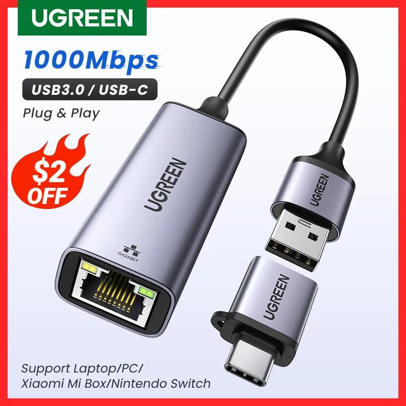 High-Speed UGREEN USB Ethernet Adapter for Laptop Xiaomi Mi Box S Nintendo Switch PC - Stable Internet Connection & Easy Setup  ourlum.com   