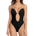 Backless Deep V Neck Thong Bodysuit Bra - Invisible Shaper Push Up & Waist Trainer