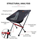 PACOONE Travel Ultralight Folding Chair Portable Moon Seat