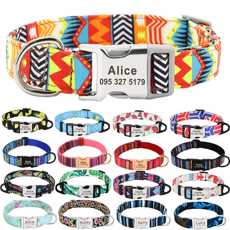 Large Dog Collar: Personalized Cute Print Nylon Pet Collar for Small, Medium, Large Dogs  ourlum.com   