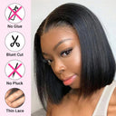 Glueless Brazilian Straight Bob Wig With Transparent Lace Closure