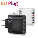 5-Port USB Wall Charger with PD Fast Charging for Xiaomi iPhone 13 Samsung - QC 3.0 Plug Adapter  ourlum.com EU Plug Black 