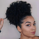 Afro Puff Kinky Curly Ponytail Hairpiece Clip-In Extensions