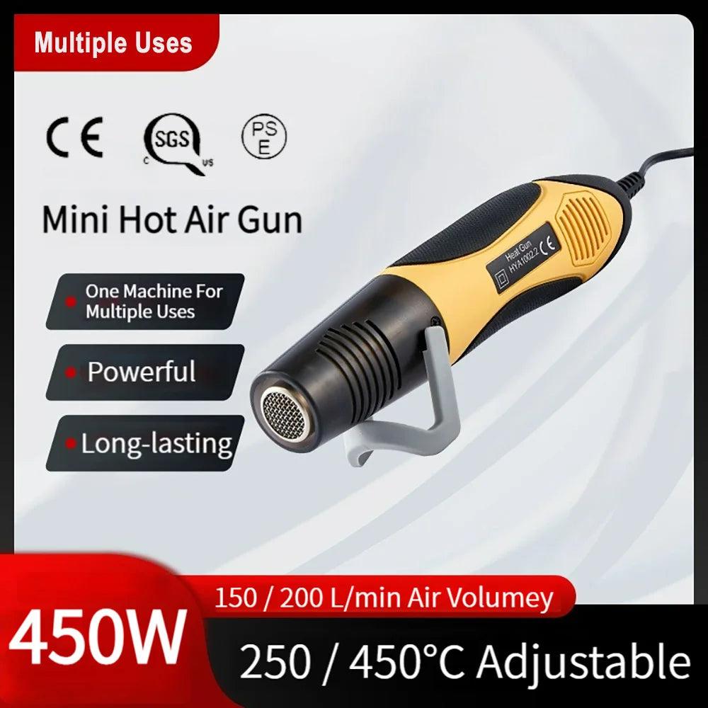 350W/450W Two-Speed Mini Hot Air Gun Heating Gun Welding Heat Gun Mobile Phone Repair Car Film Tool Temperature Adjustable  ourlum.com   