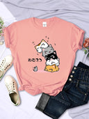 Sleeping Cats Stack T-Shirt for Playful Feline Comfort