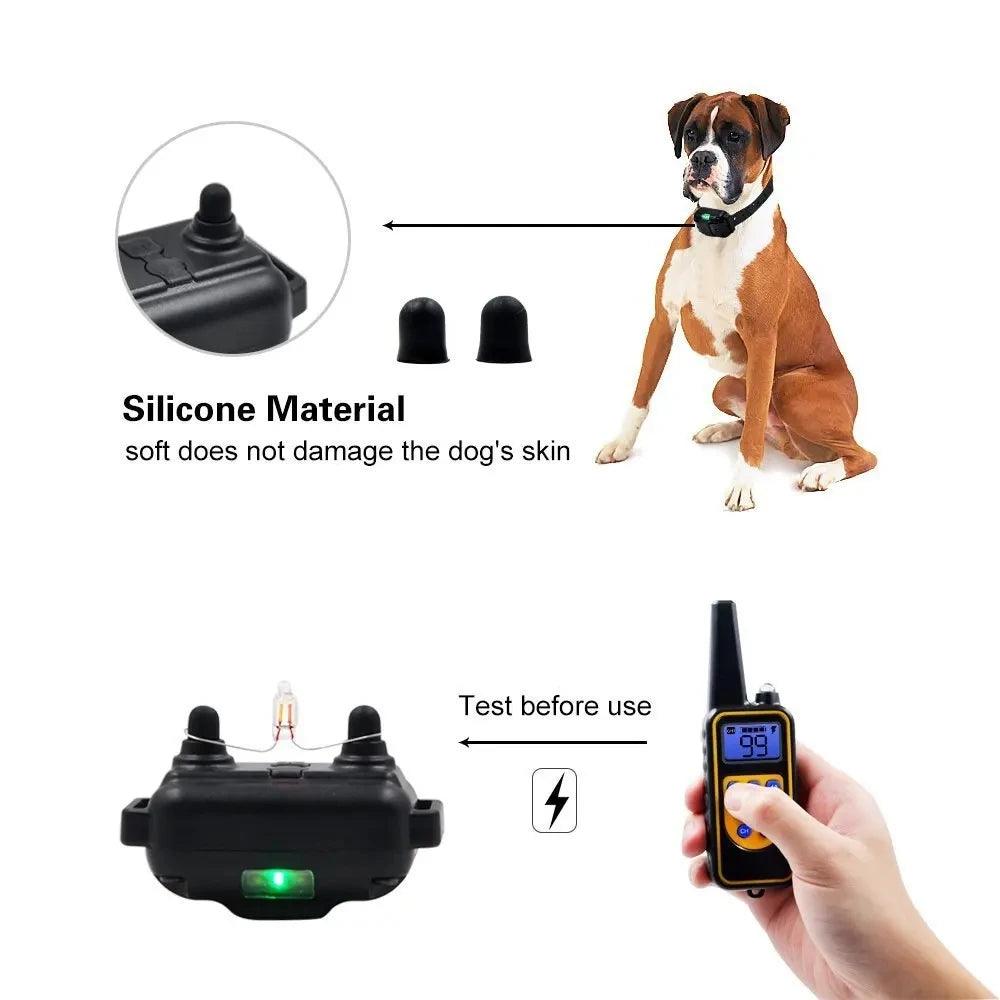 800m Waterproof Electric Dog Training Collar with Remote Control - Rechargeable Shock Vibration Sound  ourlum.com   