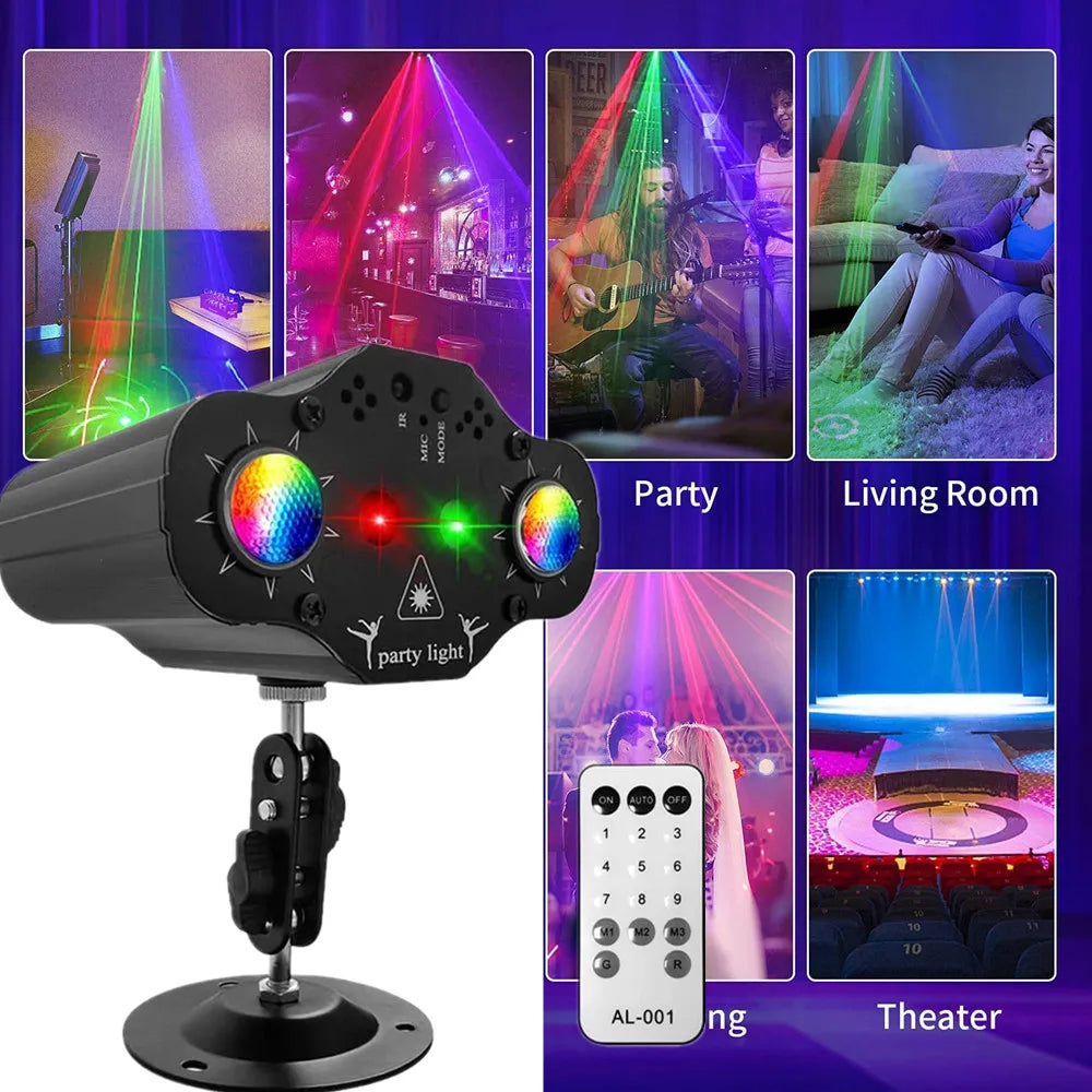 Voice-Activated DJ Laser Projector with 72 Patterns for Unforgettable Parties