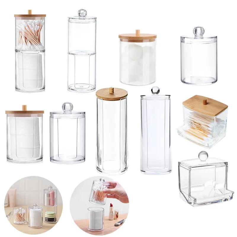 Bamboo Makeup Swabs & Cotton Pads Holder: Elegant Bathroom Organizer  ourlum.com   