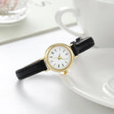 Elegant Women's Leather Quartz Watch with Small Round Dial  ourlum.com   