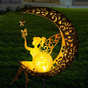 Solar Moon Fairy Lamp Outdoor Garden Iron Flower Light