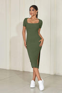 Square Neck Summer Dress: Versatile Knitted Beauty