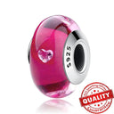 Colorful Heart Murano Glass Charm - Sterling Silver Pandora Jewelry Piece  ourlum.com LLZ012-RO  