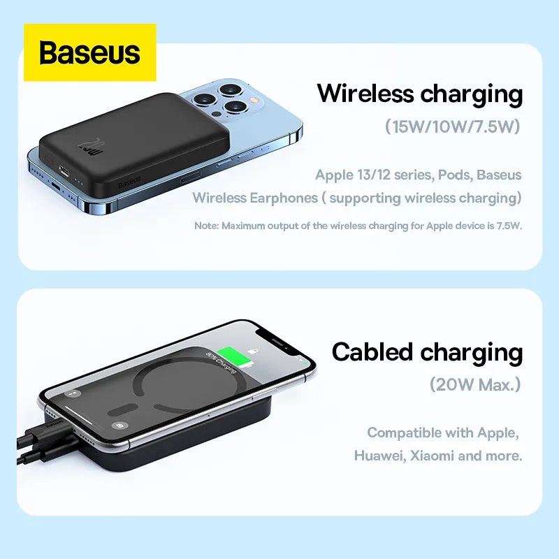 Baseus Magnetic Wireless Charger Power Bank: Slim & Powerful Charging Companion  ourlum.com   