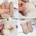 Women Winter Thick Plush Suede Touchscreen Gloves Mittens