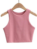 2023 Summer Collection Women's Sleeveless Double Nylon Tank Tops - Elegant O-neck Design  ourlum.com   