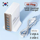 Toocki 140W GaN USB Desktop Charger with LED Display - Fast Charging Hub for iPhone  Smartphone Laptop  ourlum.com KR White  