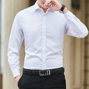 Classic White Slim Fit Business Shirt: Timeless Style for Every Season  ourlum.com WHITE M (45-53kg) 