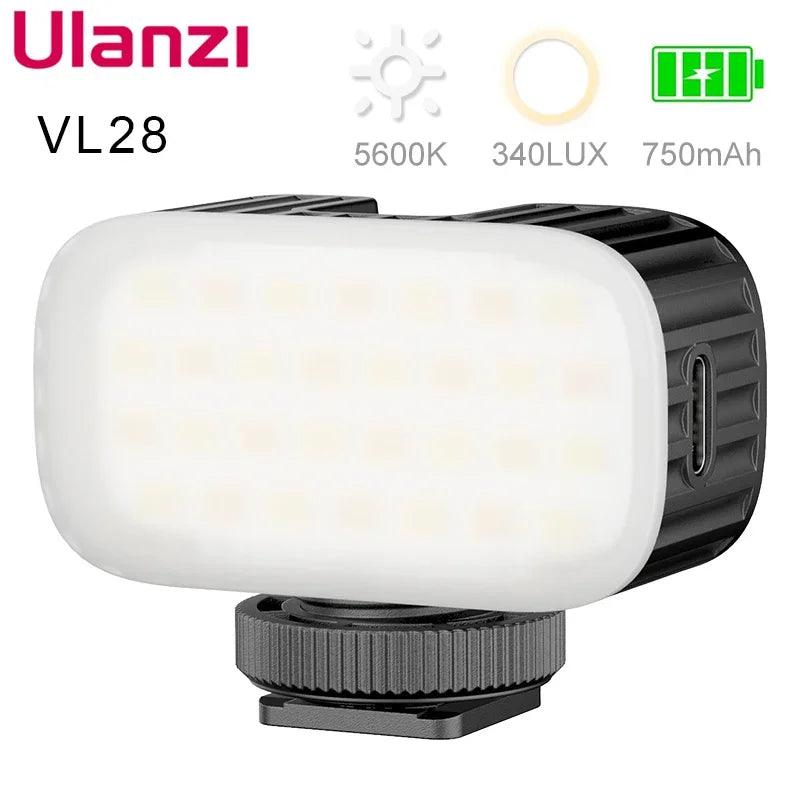 Ulanzi VL28 5500K Mini LED Video Light for GoPro, iPhone - Compact Rechargeable On-Camera Lighting Kit  ourlum.com   