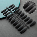 Stylish Matte Black False Nails for Chic Acrylic Tips Set