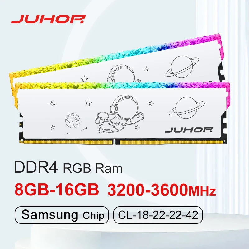 JUHOR RGB DDR4 8GB 16GB 3200MHz Memoria Ram DDR4 RGB DIMM Desktop Gaming Memory Ram