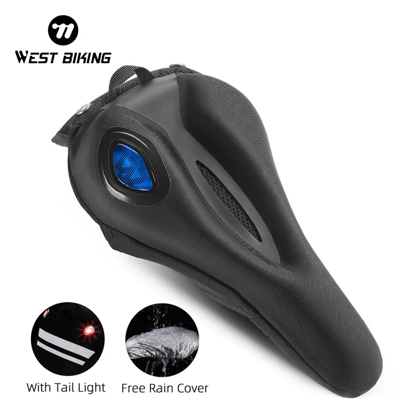 Comfortable Gel Memory Foam Bike Saddle Cover with Safety Taillights and Rain Protection