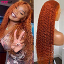 Ginger Orange Deep Wave Lace Front Wig Remy Hair Women