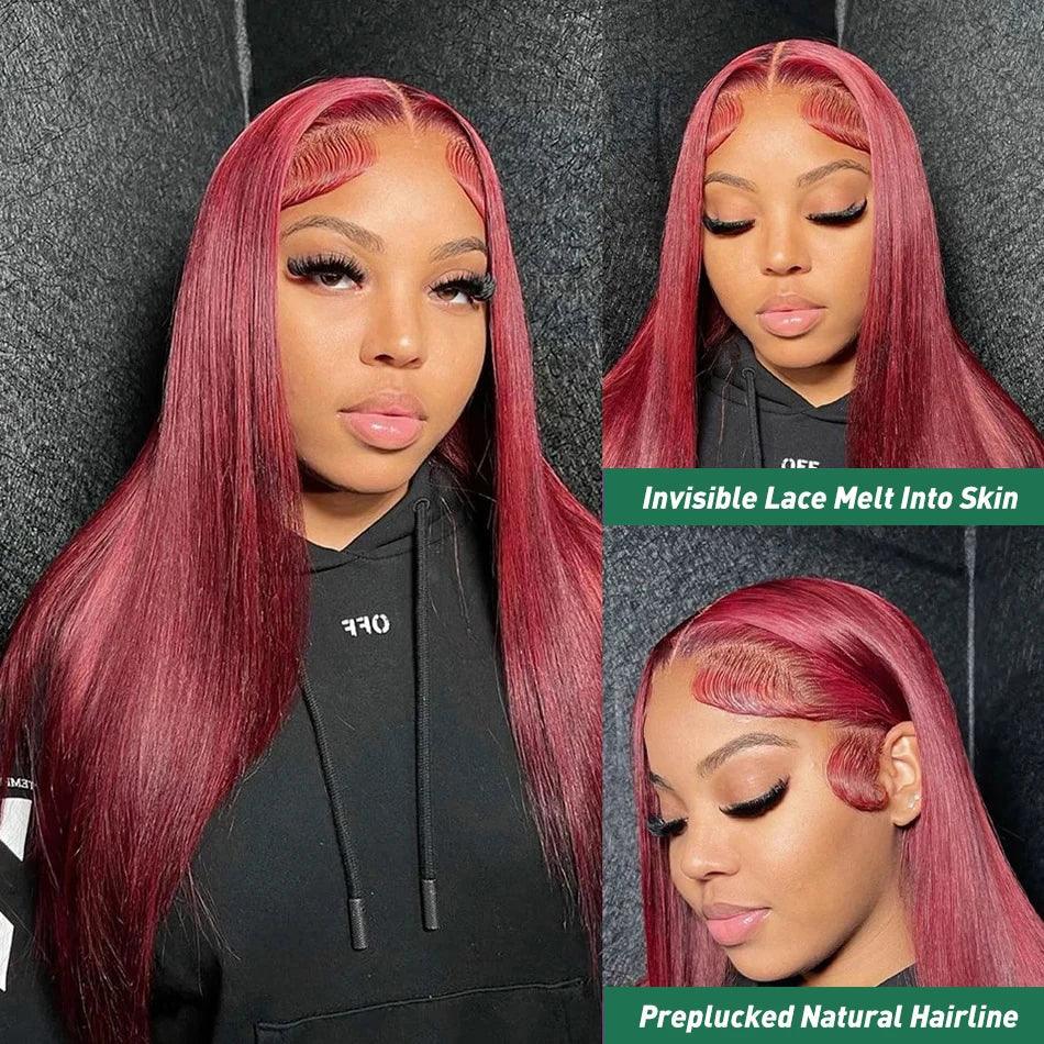 99J Burgundy Lace Front Human Hair Wig for Glamorous Style