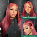 99J Burgundy Lace Front Human Hair Wig for Glamorous Look