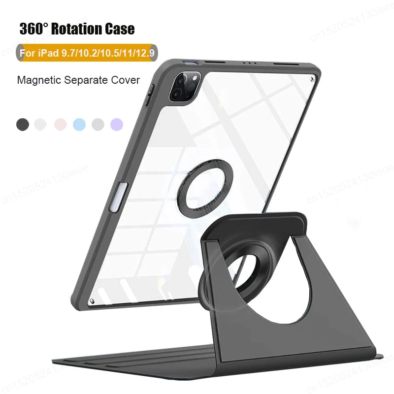 For iPad Air 4th 5th 10.9 Pro 11 12.9 13 inch Magnetic Case For iPad 10 10th 10.2 9th 8th 7th Gen Rotating Detachable Back Case