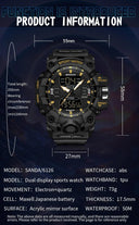 SANDA Men Sports Watch Military Design Upgrade Dual Display