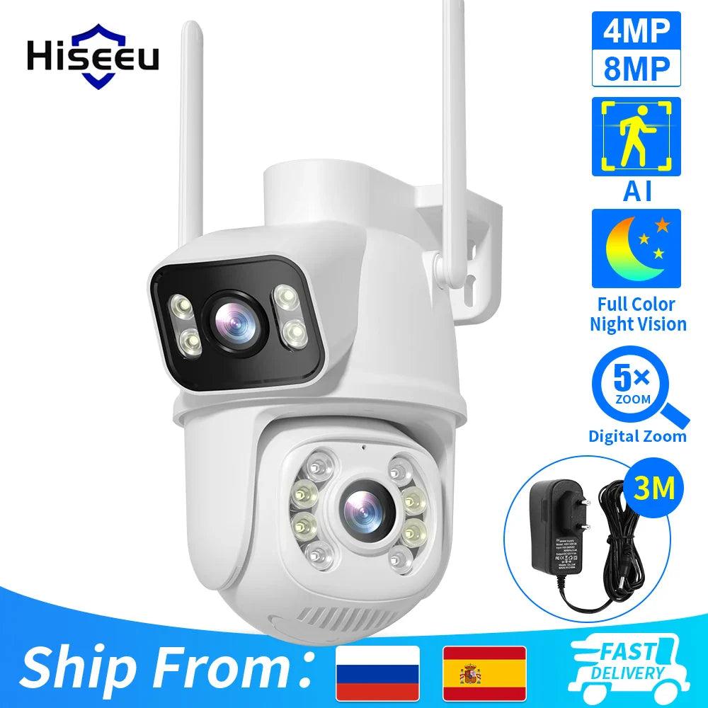 Hiseeu Dual Lens Wifi Security Camera: Advanced AI Surveillance Solution  ourlum.com 4MP NO SD Card EU plug CHINA