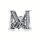 925 Sterling Silver Zircon Vine 26 Letters Pendants Bead